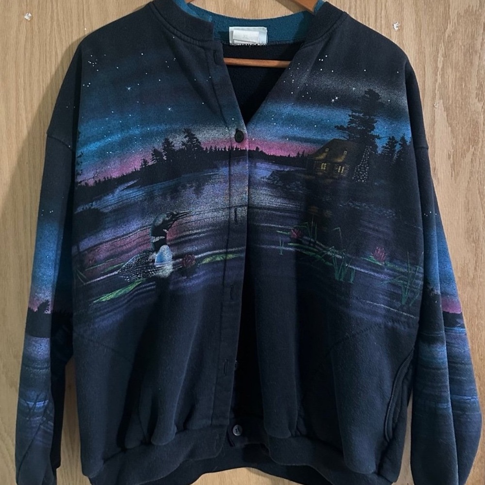 Artisan Women's Sweater - Black with Night Sky Design